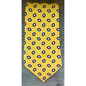 Brooks Brothers Makers Yellow Geometric Pure Silk Tie Made USA Italian Fabric